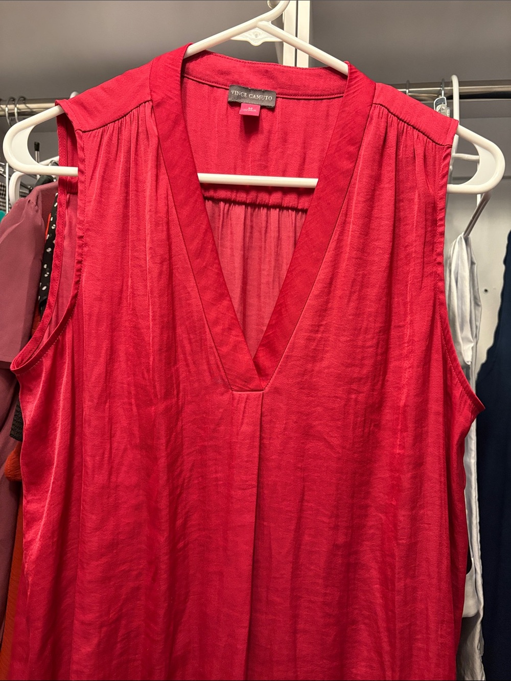 Vince Camuto Bright pink Sleeveless V-Neck silk blouse